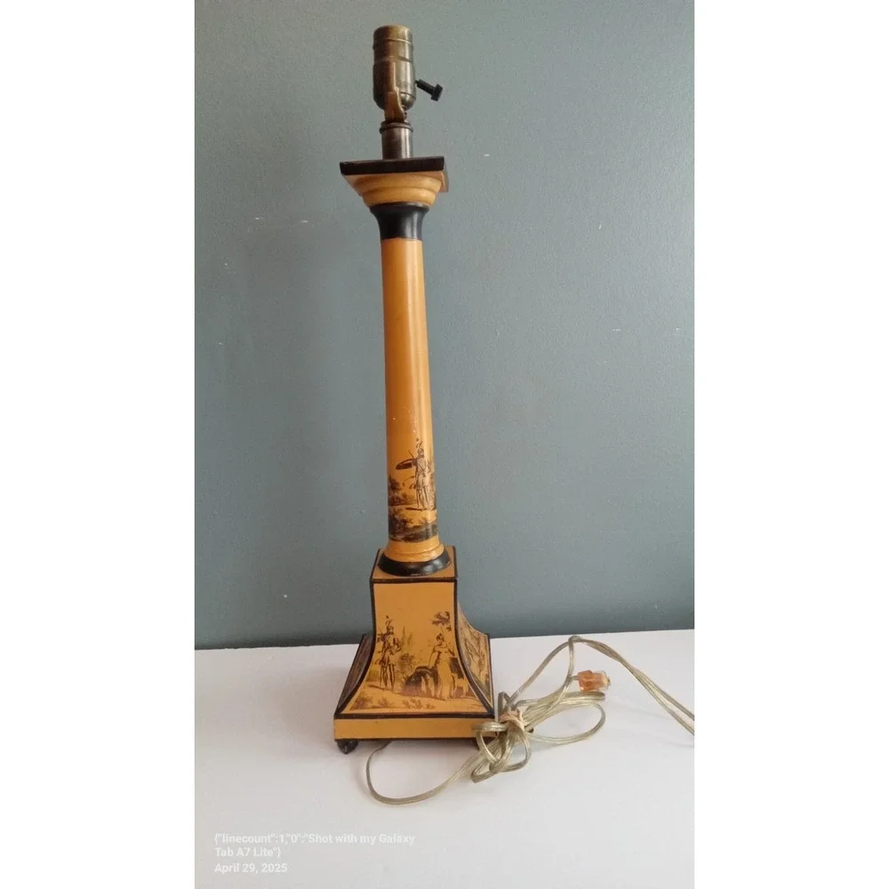 Vintage‎ Tole Painted Table Lamp Column Style Greek Revival Decor